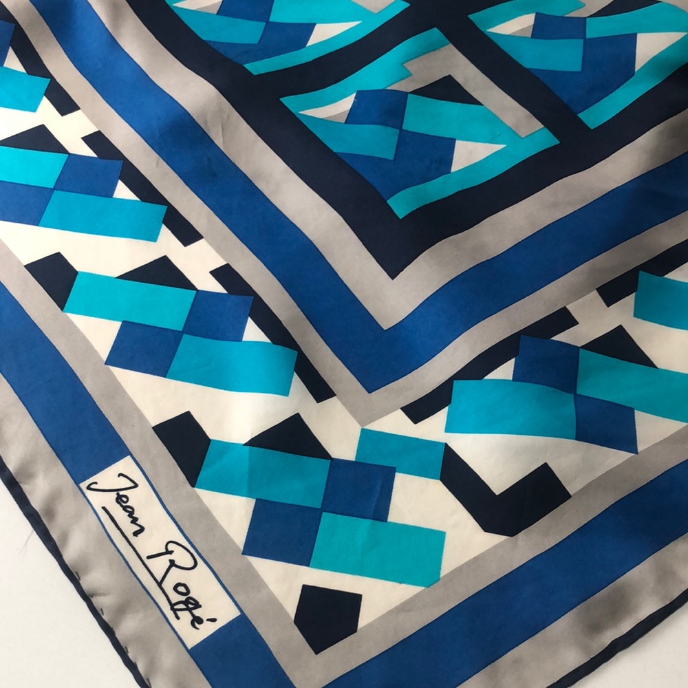 Jean Rofe Geometric Blue Scarf - Picture 3 of 4
